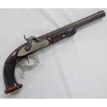 25 BORE CONTINENTAL PERCUSSION RIFLED TARGET PISTOL CIRCA 1840 WITH 23 CM LONG REBOUND OCTAGONAL