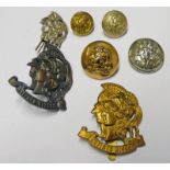 ARTISTS RIFLES CAP BADGES, 2 HOBSON & SON LONDON ARTISTS RIFLES BUTTONS,