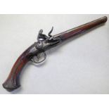 19TH CENTURY ITALIAN 22 BONE FLINTLOCK HOLSTER PISTOL WITH 28.