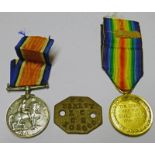 1914-1918 MEDAL, GREAT WAR 1914-1919 MEDAL AND DOG TAGS TO A 59309 PTE.F.A. BIXLEY. DEVON R.