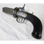 19TH CENTURY 120 BORE PERCUSSION FIVE-SHOT PEPPER BOX REVOLVER BY PIPER PETERBORO,