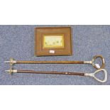 2 SHOOTING STICKS AND FRAMED PICTURE BARRA CASTLE,