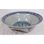 BLUE AND WHITE Q'ING DYNASTY STYLE DRAGON BOWL 28 CM DIAMETER