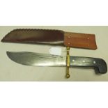 V44 SURVIVAL BOWIE KNIFE WITH 23CM LONG DOUBLE FULLERED BLADE BY KINFOLKS, BRASS GUARD,