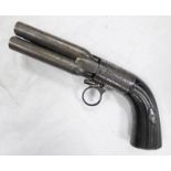 FRENCH 68 BORE FOUR SHOT 'PEPPERBOX PERCUSSION REVOLVER WITH 4 7.