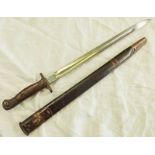 1907 PATTERN BAYONET WITH SCABBARD MARKED 10 LEIC ON POMMEL SCABBARD DATED 1915