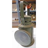BRITISH ARMY BLADEN MARKER RAILWAY LAMP MARKED "JA 0999 1954" WITH BROAD ARROW IN ARMY GREEN