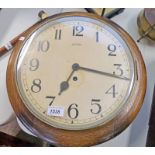 OAK CASED WALL CLOCK WITH DIAL MARKED "BENTIMA"