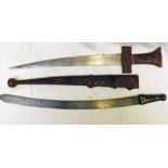 A TUAREG TAKOUBA SWORD WITH TAPERED DOUBLE EDGE STEEL BLADE, 52CM,