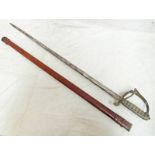 1821 PATTERN ARTILLERY OFFICERS SWORD WITH GEORGE V CYPHER & LEATHER SCABBARD