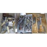 SELECTION OF HAND TOOLS INC AXES, FRET SAW,