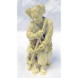 19TH CENTURY JAPANESE IVORY CARVING OF MAN & BOY 10CMS Condition Report: The male