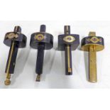 4 BRASS AND WOOD MARKING GAUGES