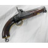 WILLIAM IV COASTGUARD TYPE PERCUSSION PISTOL WITH A 15 CM LONG BARREL STAMPED WITH LONDON PROOF