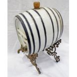 FRENCH "DEPOSE" MARKED BLACK AND WHITE WINE BARREL ON GILT METAL MOUNTS