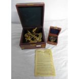 REPRODUCTION CAMPBELL'S VERNIER SEXTANT IN FITTED CASE AND A REPRODUCTION BRASS SUNDIAL
