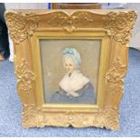 GILT FRAMED WATER COLOUR LATE 18TH / EARLY 19TH CENTURY LADY 21 X 17 CMS