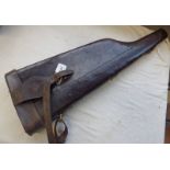 LEATHER LEG OF MUTTON GUN CASE WITH INITIALS J.C.