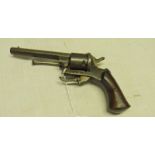 SIX SHOT BELGIAN PIN FIRE REVOLVER WITH 9.