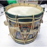 MILITARY SIDE DRUM TO THE 2ND BATTALION GREEN HOWARDS OWN YORKSHIRE REGIMENT WITH BRASS SIDES,