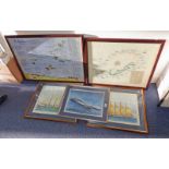 3 FRAMED TEDDY TUCKER PRINTS SCHOONER CONSTELLATION,