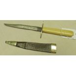 INTERESTING SMALL SHEATH KNIFE WITH 10.9CM LONG BLADE MARKED "R.