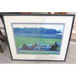 FRAMED PRINT OF THE 1990 ARROWS FOOT WORK PORSCHE A11B WITH 2 SIGNATURES TO MOUNT,