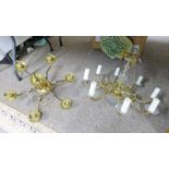 CUT GLASS AND GILT METAL 8 BRANCH CHANDELIER AND A 6 BRANCH BRASS CHANDELIER -2-