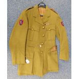 BURTONS WW2 ARMY JACKET WITH LABOUR CORPS BUTTONS AND CIVIL GOVERNMENT SHOULDER PATCHES