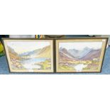 W. ROBBIE HIGHLAND COW SCENES FRAMED WATERCOLOURS SIGNED 23 X 30.