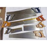 SELECTION OF WOOD WORKING SAWS TO INCLUDE MAKERS DISSTON, SANDVIK, SPEAR & JACKSON, TYZACK SONS,