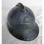 FRENCH M15 ADRIAN HELMET IN KHAKI WITH LEATHER LINER AND CHIN STRAP