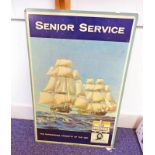 SENIOR SERVICE ADVERTISEMENT SIGN, BOARD, "SENIOR SERVICE THE OUTSTANDING CIGARETTE OF THE DAY" 76.