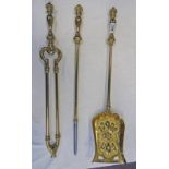 SET OF 3 BRASS FIRE IRONS