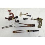 SELECTION OF GUN TOOLS TO INCLUDE A UNMARKED BULLET MUSKET MOULD ETC