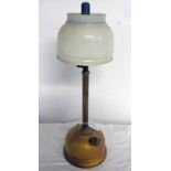 TILLEY LAMP WITH WHITE GLASS SHADE Condition Report: White glass shade is damaged