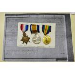 THREE MEDALS, 1914-15 STAR, 1914-1918 AND 1914-1919 TP 22527 PTE. E.G. RAWLINGS ESSEX R.