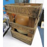 STONEWARE FLAGON MARKED "1115 MATHEW GLOAG & SON PERTH SCOTLAND" IN A WOODEN CRATE MARKED "GAYMER'S
