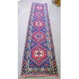 MIDDLE EASTERN RED AND BLUE RUNNER 280 X 70CM