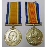 2 1914-1918 BRITISH WAR MEDALS TO '4552.PTE.L. LAIDLEY. BR.W.I.R' AND '713 PTE F.