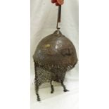 INDIAN KULAH KHUD HELMET WITH HEMISPHERICAL BOWL DECORATED WITH FOLIAGE AND CALIGRAPHY,