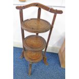 EASTERN 3 TIER CARVED OAK PLANT STAND