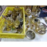 SELECTION OF MIDDLE EASTERN AND ORIENTAL BRASS AND METAL TEAPOTS,