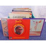 SELECTION OF VARIOUS VINYL MUSIC ALBUMS INCLUDING ARTISTS SUCH AS RAY CHARLES, ROLLING STONES,