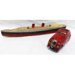 SCHUCO (GERMANY) KOMMANDO ANNO 2000 CLOCKWORK CAR TOGETHER WITH CHAD VALLEY QUEEN MARY PUZZLE