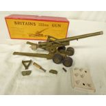 BRITAINS NO 2064-155MM GUN TOGETHER WITH TWO CANNONS AND ARTILLERY GUN
