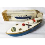 SUTCLIFFE 'BLUE BIRD' TINPLATE CLOCKWORK SPEED BOAT.