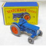 MATCHBOX LESNEY 1-75 SERIES FORDSON MAJOR TRACTOR WITH ORANGE REAR HUBS,