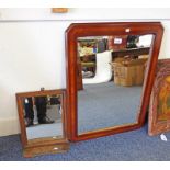 MAHOGANY FRAMED MIRROR & OAK FRAMED MIRROR