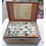 MR TENNANTS COLLECTION OF BRITISH FOSSILS AND MINERALS 1858 IN WOODEN CASE WITH 5 TRAYS OF